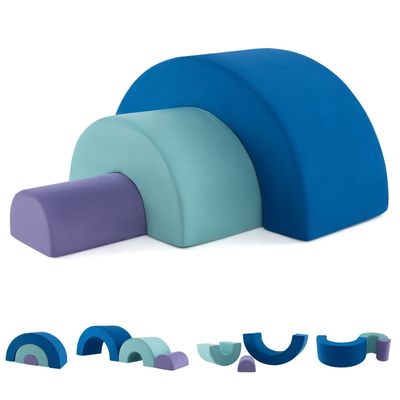 Costzon Rainbow Toddler Climbing Toys Indoor, 3 Pieces Soft Foam Blocks w/Skin-Friendly Suede Fabric Cover, Elastic Sponge Fillings & Smooth Zippers for Crawling Playing, Climbing Blocks for Kids 3+