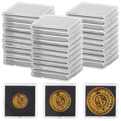 30 Pieces Acrylic Coin Holders, Clear Display Cases For, 2 X 2 Inch Square Capsules For 0.83 To 1.6 Inch, Mini Snap Cases For Collectibles