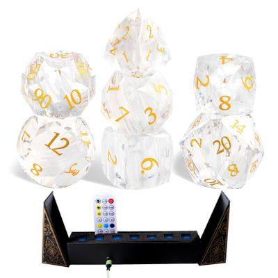 7-Piece Diamond Cut Dice Set D&D Set for Dungeons and Dragons, RPG, Tabletop Games, remium Gift Box & Durable Design