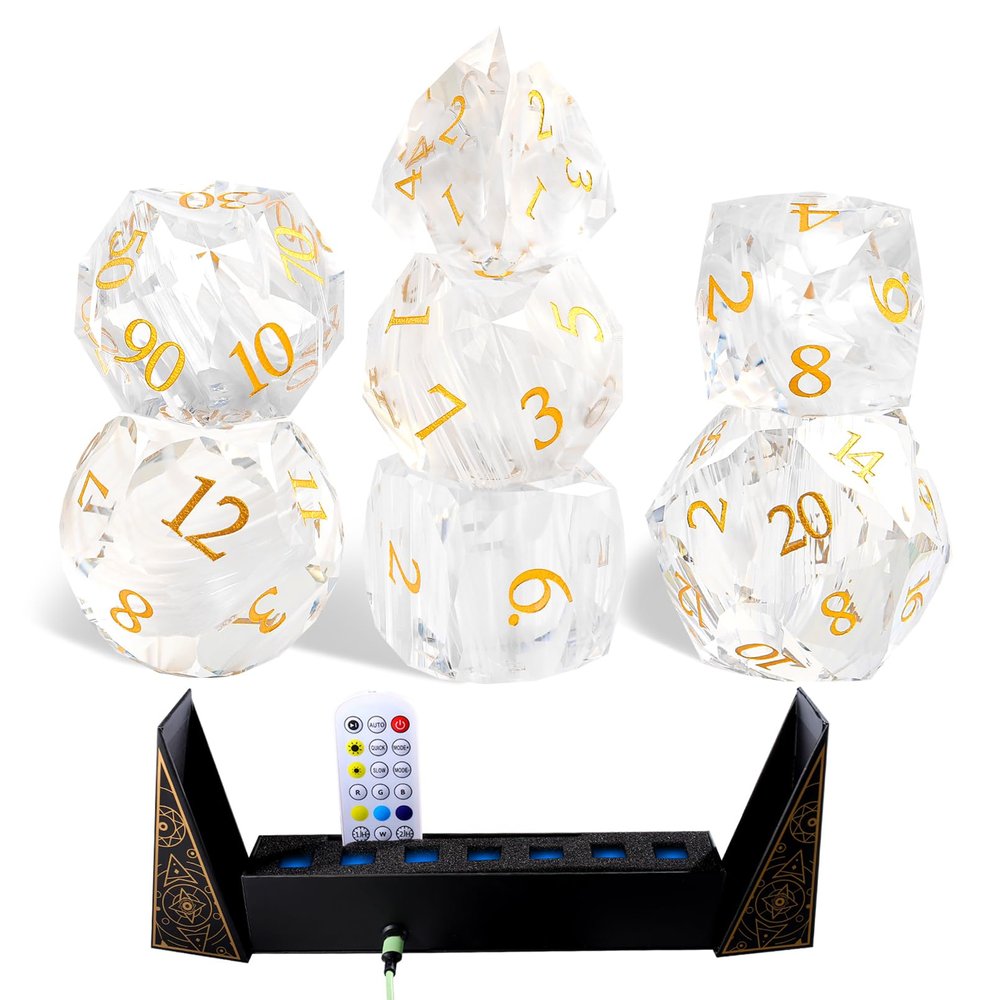 7-Piece Diamond Cut Dice Set D&D Set for Dungeons and Dragons, RPG, Tabletop Games, remium Gift Box & Durable Design