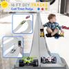 Flexible Race Track for Kids, 16 Ft Flex Race Car Ramp Track with Racing Cars Track Toys Compatible with Diecast 1/64th Hot Wheel Cars Rolls up Portable Car Ramp Toys for Boys and Girls Ages 3+ - Gray view 3