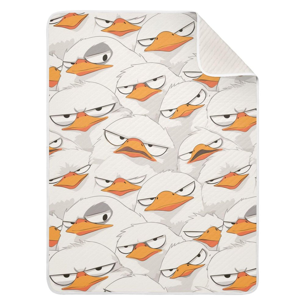 Cartoon Albatross White Blankets for Boys Soft Cotton Newborns Swaddle Blanket Essentials Must Haves 40'' x 30''