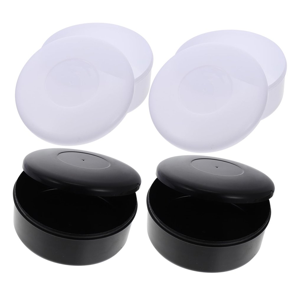 GLSTOY 4boxes Plastic Go Chess Box with Lid Black and White Chess Stones Storage Pot Lightweight Resin Holder for Beginner's Go Game Portable Organizer
