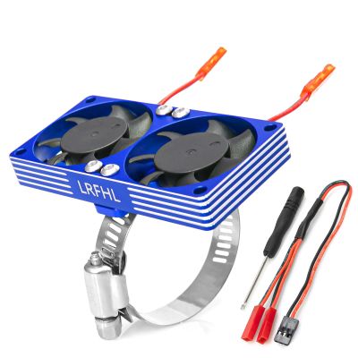 LRFHL RC Cooling Fan Aluminum Heat Sink Motor Cooling Dual Fan 22000 RPM with Adjustable Mount 40-50mm for 1/7 1/8 1/10 RC Crawler Car 4284 4985 1717 Motor Heat Sink
