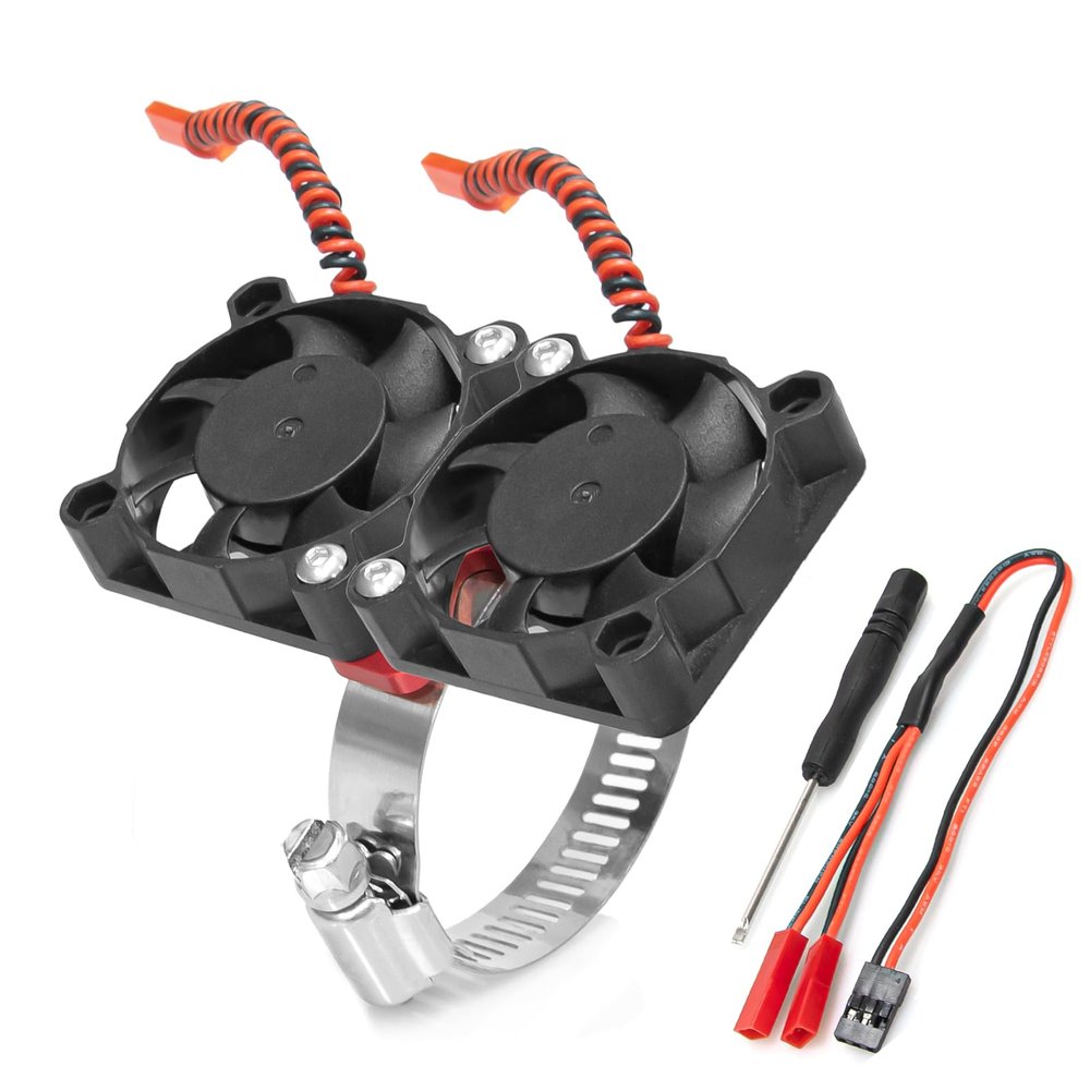 LRFHL RC Cooling Fan Heat Sink Motor Cooling Dual Fan 22000 RPM with Adjustable Mount 40-50mm for 1/7 1/8 1/10 RC Crawler Car 4284 4985 1717 Motor Heat Sink