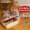 INIFEIDALA Montessori Wooden Busy Board - Fine Motor Skills Toys for 2-5 Year Old Boys Girls, Preschool STEM Life Skills Game, Latches Lock Key Sensory Toy, Screwdriver Board Set, Educational Gift view 3