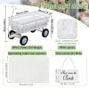 Datanly 4 Pcs All-Terrain Wedding Wagon Set Includes 39x17x32 Inch Heavy Duty White Flower Girls Wagon Cart Here Comes The Bride Sign White Tulle Plush Pad for Wedding Reception view 2