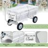 Datanly 4 Pcs All-Terrain Wedding Wagon Set Includes 39x17x32 Inch Heavy Duty White Flower Girls Wagon Cart Here Comes The Bride Sign White Tulle Plush Pad for Wedding Reception view 3