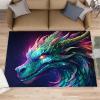 HYGIUID Epic Dragon Area Rug 5x6 - Flying Wyrm Area Rugs for Kitchen, Neon Gradient Dragon Bedroom Area Rug Kids Low Pile Rug for Indoor Outdoor Hardwood Floors Home Decor view 1