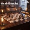10" Marble Chess Set Verona & Oceanic Strategy Board Game for Adults, Family Fun, and Travel, Includes 32 Chess Pieces with 2 Extra Queens view 2