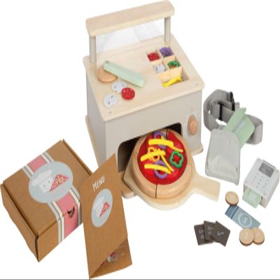 small Foot Wooden Pizzeria Set, Multifunctional Pizza Oven with Extensive Accessories, High-Quality Role Play Set, for Children from 3 Years, 12696