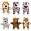 6 Pcs Animal Hand Puppets for Kids - 10 Inches Soft Plush with Movable Mouth, Interactive for Toddler Hands, Including Wild Animals, Imaginative Role Play, Storytelling, Birthday & Easter Gifts view 1