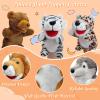 6 Pcs Animal Hand Puppets for Kids - 10 Inches Soft Plush with Movable Mouth, Interactive for Toddler Hands, Including Wild Animals, Imaginative Role Play, Storytelling, Birthday & Easter Gifts view 2