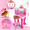 Toddler Vanity Magic Makeup Set Table and Chair Girl Toy Automatically Mirror with Music Light Pink Toys Girls Hair Salon Pretend Play Princess Dress Up Playset Gift Toddler view 2