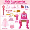 Toddler Vanity Magic Makeup Set Table and Chair Girl Toy Automatically Mirror with Music Light Pink Toys Girls Hair Salon Pretend Play Princess Dress Up Playset Gift Toddler view 3