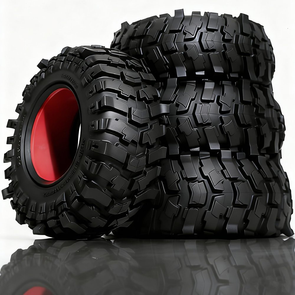 2.6'' Crawler Tires Rubber Mud Tyres OD 5.3'' (4PCS) for Axial SCX10 TRX4/6 GEN7/8 FCX10 RBX10 MJX H8H MK07 KM4 4082/83 1/7 1/8 1/10 Crawler Car (C)