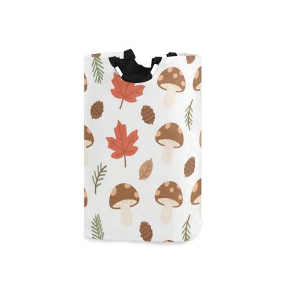 Cute Cartoon Brown Mushrooms laundry baskets, foldable and waterproof baskets for organizing with sturdy handle for toys store 51L cajones para organizar