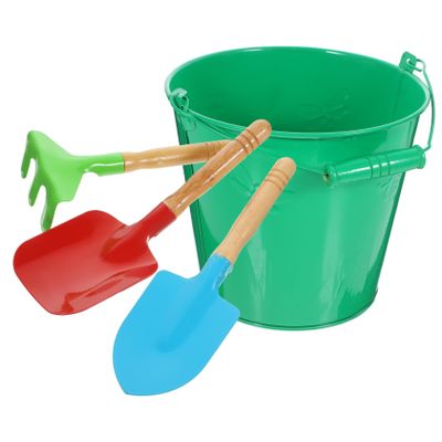 Alasum Beach with Thick Iron Bucket and Small Shovel Portable Lightweight Sand Digging Plaything for Outdoor Seaside Fun Suitable for Hands Random Colors Random Color