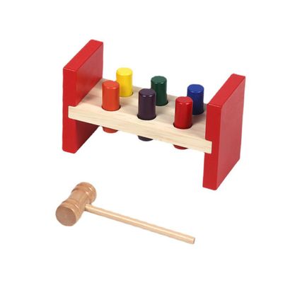 GARVALON Wooden Whack for Educational Hammering Game Bright Colors Smooth Surface Safe Design Early Learning Pounding Plaything for Hand Strength Exercise