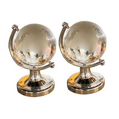 Alasum 2pcs Creative Mini Crystal Globes Desktop Ornaments with Strong Base Smooth Borosilicate Glass Decorative Globes for Home Office Store Desk Decor
