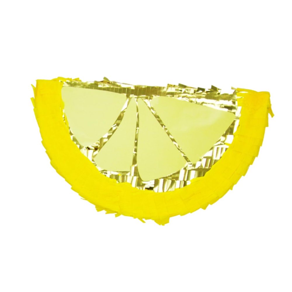 BRIGHTFUFU Lemon Shaped Pinata for Birthday Party Bright Traditional Mexican Design Decorative Material Easy to Fill with Candy and Festive Fiesta Decoration