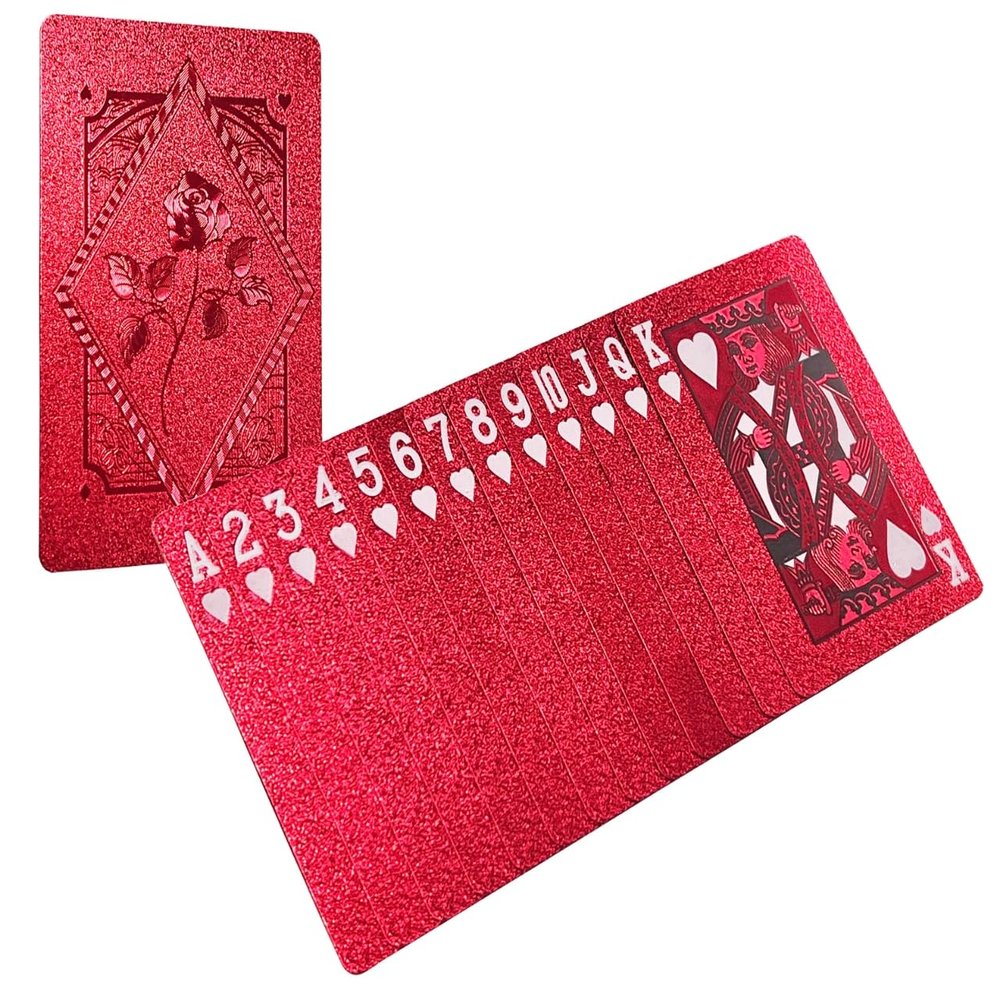 2 Deck of Waterproof Poker Cards,Red Playing Cards, Plastic Waterproof Playing Cards, Suitable for Family Gatherings and Outdoor Activities (2 Deck Red)