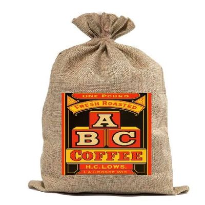 ABC Coffee Burlap Bag Vintage Style Bag BUR08