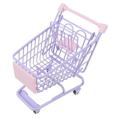 FELTECHELECTR Miniature Shopping Cart Small Purple Supermarket Trolley Desk Organizer Decorative Prop for Bedroom Office Study Room Display