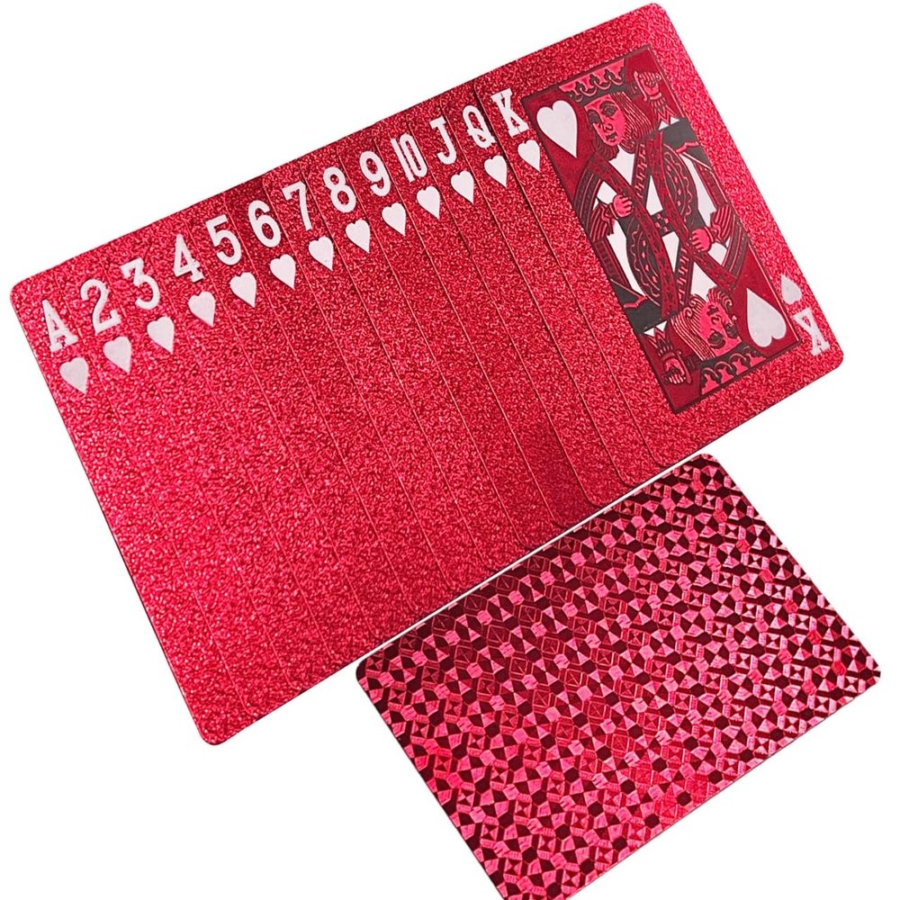 2 Deck of Waterproof Poker Cards, Red Playing Cards, Plastic Waterproof Playing Cards, Suitable for Family Gatherings and Outdoor Activities (Modern Style)