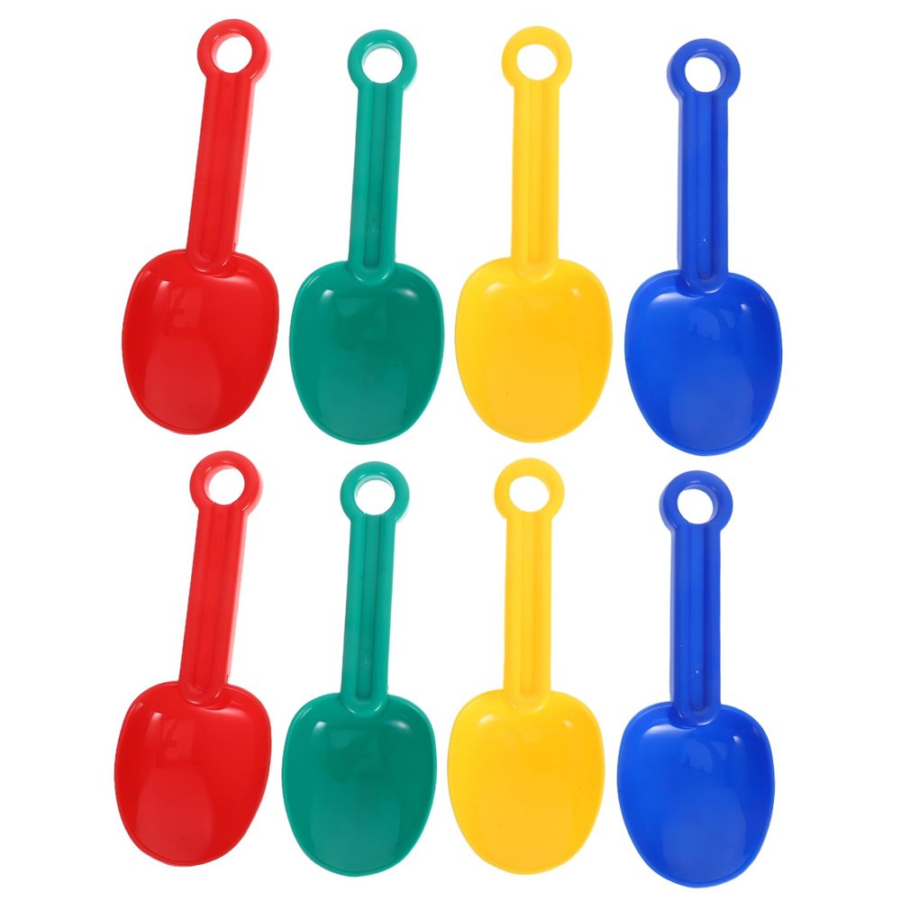 COOLHIYA 8pcs Beach Shovels Colorful Wear Resistant Plastic Sand Scoops for Ages Lightweight Cartoon Digging Tools for Outdoor Sand Play and Sandbox Fun