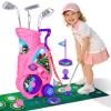 Beautiq Toddler Golf Set with Shoulder Strap for Kids Ages 2-5, Portable Golf Clubs, Cart & Putting Mat - Indoor Outdoor Sports Toys -Pink view 1