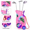 Beautiq Toddler Golf Set with Shoulder Strap for Kids Ages 2-5, Portable Golf Clubs, Cart & Putting Mat - Indoor Outdoor Sports Toys -Pink view 2