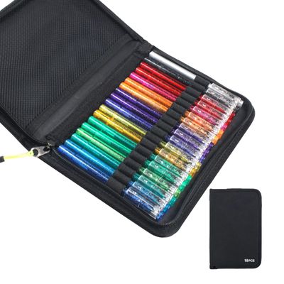 18 Glitter Gel Pens for Coloring, 1.0 Mm Tip for Ooth Writing, Double Sparkle Impact, Gel Pen Set with Storage Oxford Bag