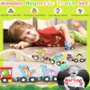 11 Pcs Magnetic Dinosaur Train Set Montessori Toys for 1 2 3 Years Old Toddlers Boys Girls, Wooden Dinosaur Preschool Learning Easter Basket Stuffers Sensory Toys Birthday Gifts Ages 1-3, 2-4 view 2