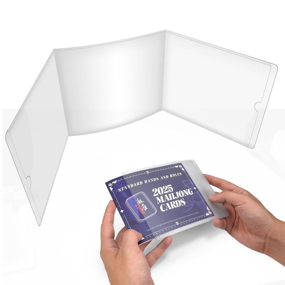 2025 Mahjong Card Sleeve Holder, Fit Large Print Size(6 1/8x4 3/4), Durable Protective Cover Holder, Clear Plastic Sleeves for American Mahjong Card, Mahjong Card Protector Set (Frosted-1Pack)