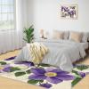Retro Floral Area Rugs 4x5 - Rustic Flowers Rug for Entryway, Purple Floral Washable Entry Way Rugs Kids Carpet for Inside House Playroom Living Room End Table Nursery view 4