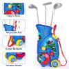 Beautiq Toddler Golf Set with Shoulder Strap for Kids Ages 2-5, Portable Golf Clubs, Cart & Putting Mat - Indoor Outdoor Sports Toys - Blue view 2
