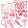 Elfcool Wooden Makeup Toy Set for Toddler Pretend Beauty Salon kit Play Makeup for Girls with Perfume, Brush, Mirror and Cosmetics Bag, Christmas Birthday Gift for Girls Kids Aged 3 4 5 6 view 1