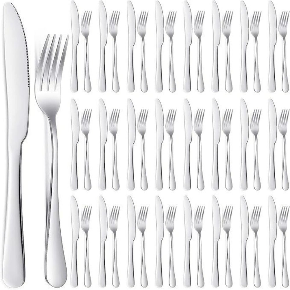 50 piece stainless steel Western style steak knife and fork cutlery set