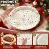 100Pcs Large Christmas Oval Paper Plates, 12"x10" White Gold Snowflake Dinner Plates Heavy Duty Disposable Dinnerware Set for Xmas Winter Wonderland Holiday Party Supplies Kitchen Table Decor view 3