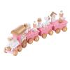 Gatuida Pink Wooden Train, 4-Section Mini Christmas Train, Desktop Decoration, Holiday Decor, 7. 87 X 1. 96 X 1. 22 Inches view 1