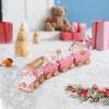 Gatuida Pink Wooden Train, 4-Section Mini Christmas Train, Desktop Decoration, Holiday Decor, 7. 87 X 1. 96 X 1. 22 Inches view 3