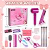 Hair Salon Toys for Girls 3-7, 19 Pcs Toddler Kids Beauty Salon Playset Pretend Play Hair Styling Set with Hair Tinsel Clip, Blow Dryer and Styling Accessories, Christmas Birthday Gifts for Girls view 2