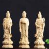 Amitabha Buddha Statue Set, Wood Carving Buddha Figures Kuan yin-Shakyamuni-Mahasthamaprapta Buddha Statue Home Office Decor Sculpture Figurines (3pc) view 3