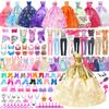 100 Pcs Doll Clothes and Accessories - 5 Wedding Gowns 10 Slip Dresses 2 Fashion Dresses 2 Tops 2 Pants 2 Bikini Swimsuits 10 Shoes and Accessories for 11.5 inch Dolls,Doll Dress up Toys for Girl Gift view 1