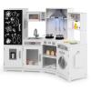 GLACER Corner Wooden Play Kitchen for Kids, Large Pretend Play Kitchen Playset with Sound, Light, Chalkboard, Microwave, Ice Maker, Washing Machine, Accessories, Toy Kitchen Set for Ages 3+ (White) view 1