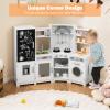 GLACER Corner Wooden Play Kitchen for Kids, Large Pretend Play Kitchen Playset with Sound, Light, Chalkboard, Microwave, Ice Maker, Washing Machine, Accessories, Toy Kitchen Set for Ages 3+ (White) view 2
