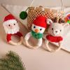 Personalized Baby Name Engraving Christmas Wooden Rattle, Custom Toddler Handmade Crochet Animal Ring Toys (Santa, Snowman, Reindeer) view 3