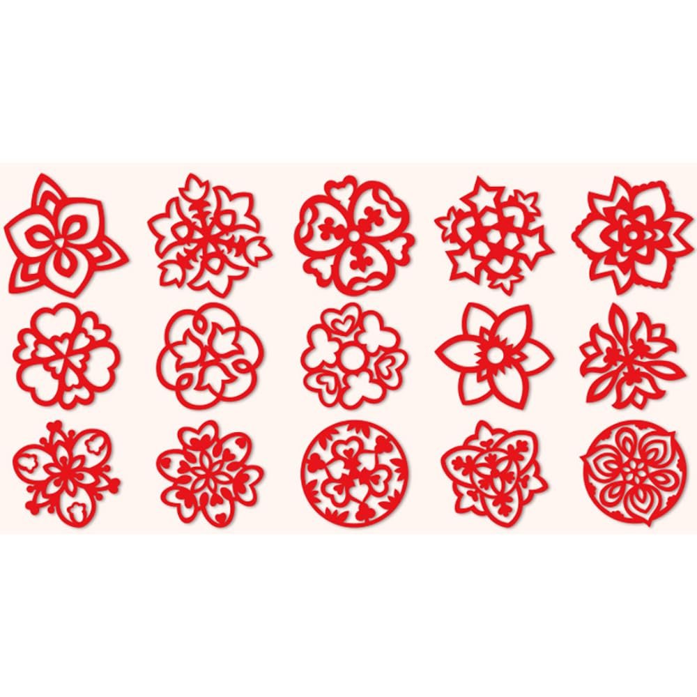 30PCS Chinese Paper Cutting Kit, Red Paper Art Crafts Kits for Window Decoration Spring Festival Chinese New Year Celebration Activity