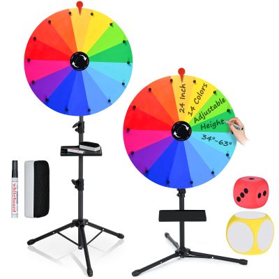 24 Inch Prize Wheel Spinner with Stand, 14 Slots Color Heavy Duty Spinning Wheel for Prizes, Spin The Wheel Game with Stand for Tabletop or Floor, Suitable for Trade Show, Carnival, Classroom, Family